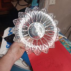 Vintage Federal Glass Flower Petal Plate, Clear Pressed Glass, Pattern 2829 Federal Glass 