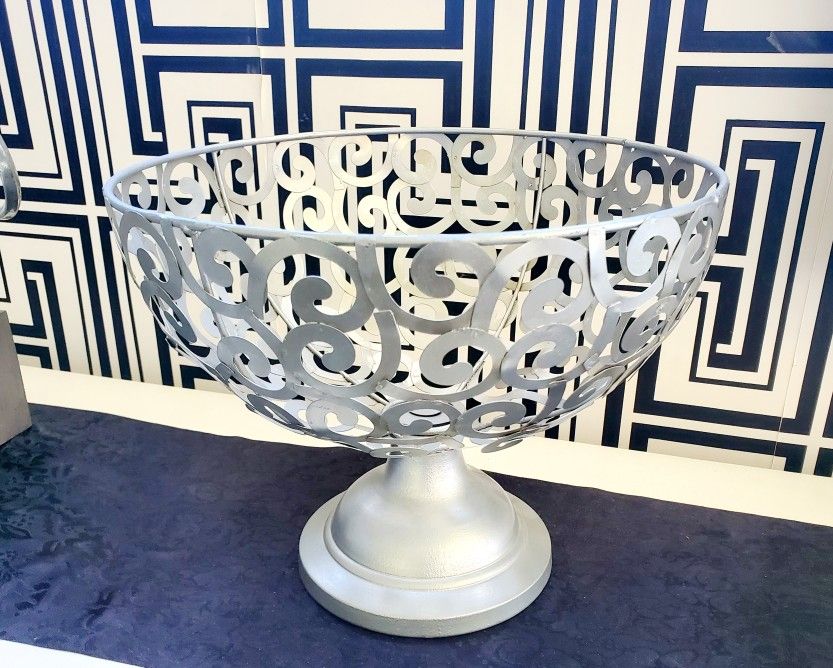 Stamped Silver Metal Bowl