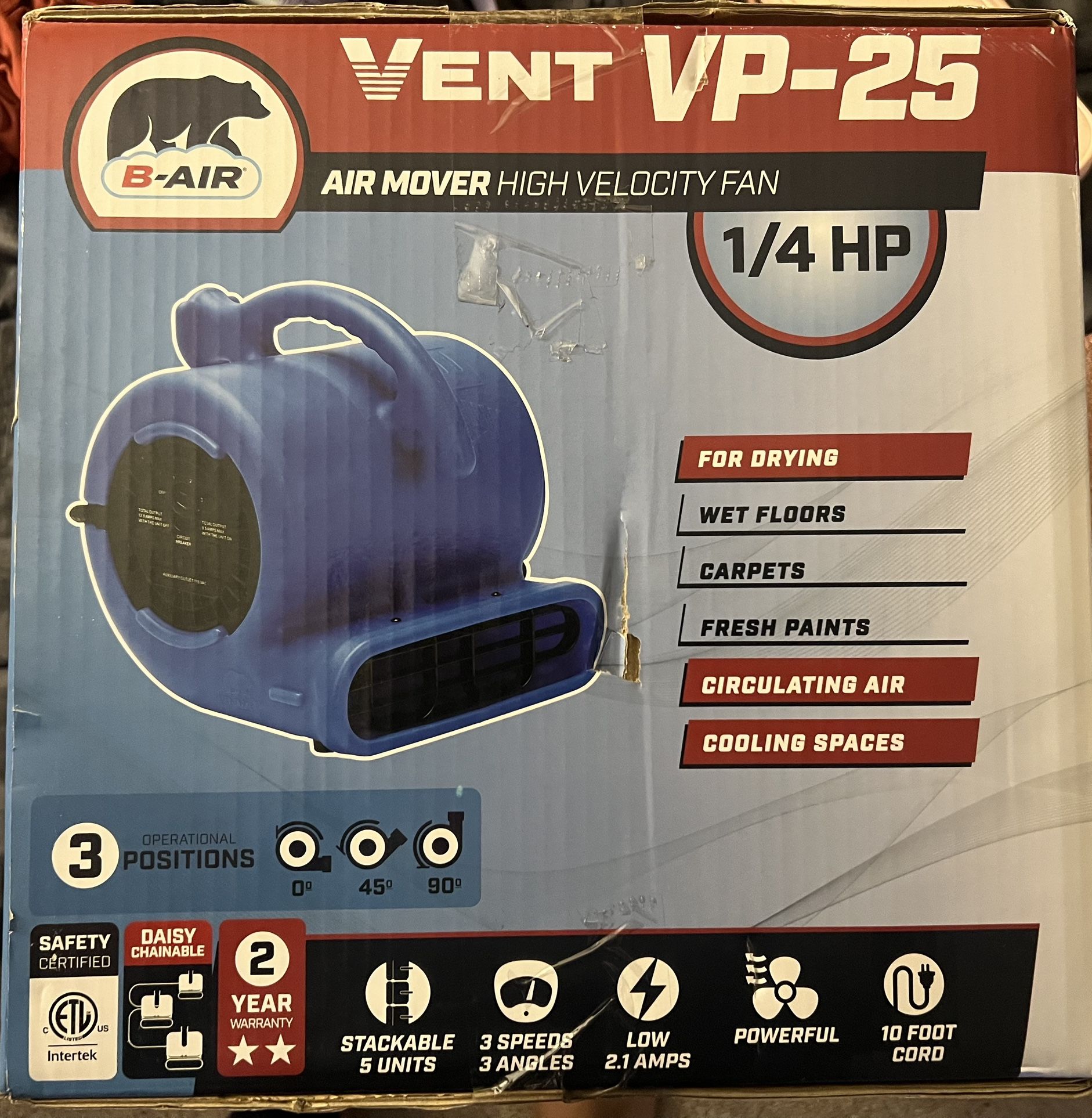 B-Air Vent  VP-25 High Velocity Fan 