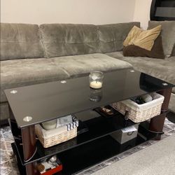 Glass Coffee table, can be used as TV stand. 19inch height