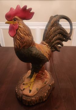 Rare Vintage 1970 Handpainted Mold Rooster Figurine 16" Height