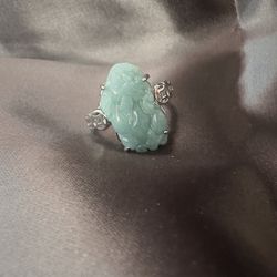 Burmese jadeite Pixiu Good Luck Ring 