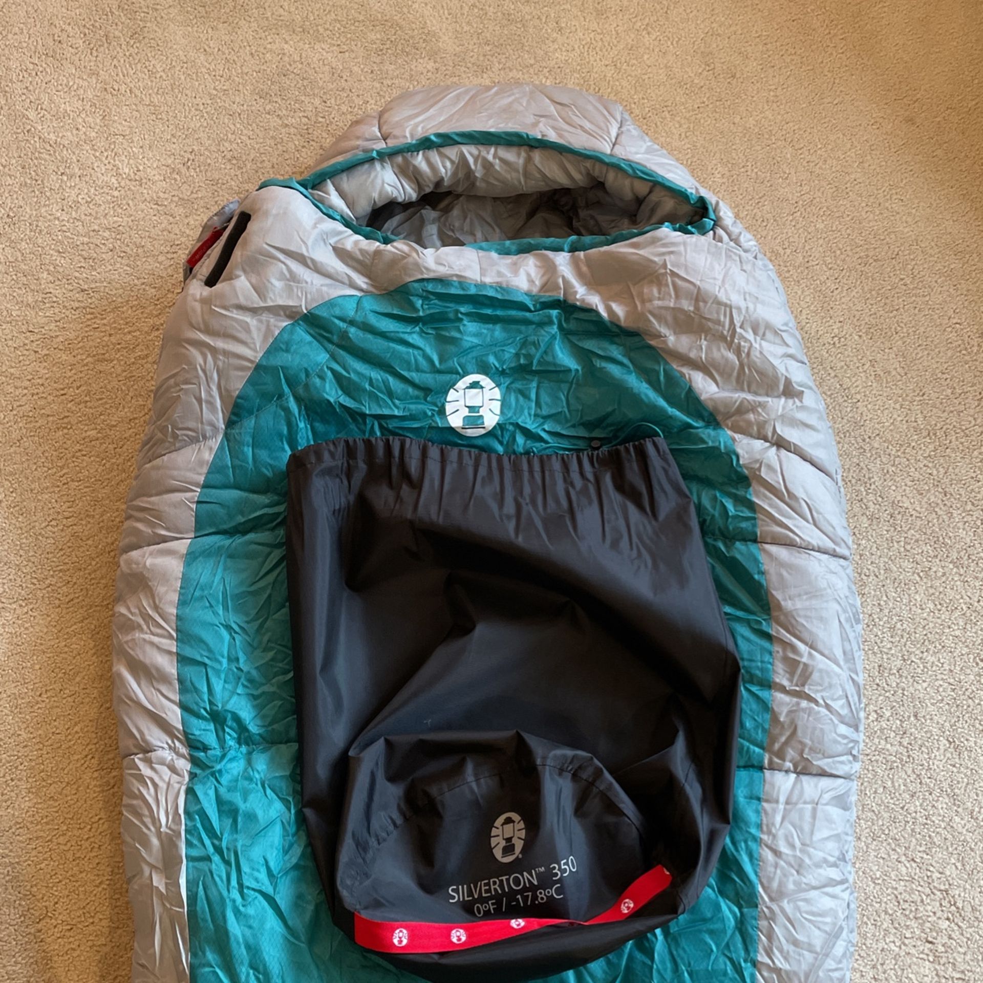 New Coleman Silverton 350 0 Degree Mummy Sleeping Bag Polyester Blue and Silver