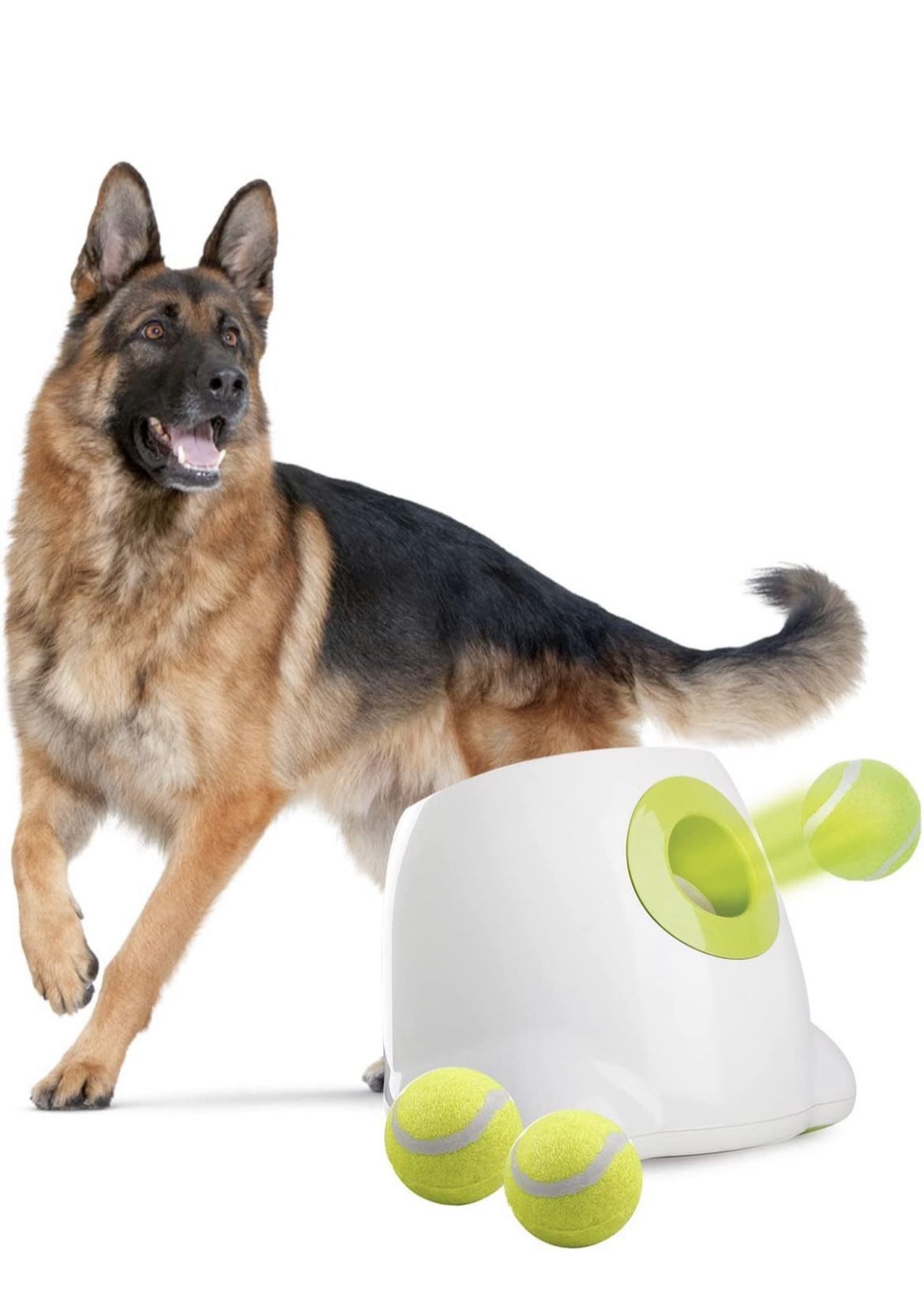 AFP Automatic Ball Launcher Dog Ball Thrower Machine Interactive Hyper Fetching Toy for Large Dogs, 3 Tennis Balls Included(2.5 inch)