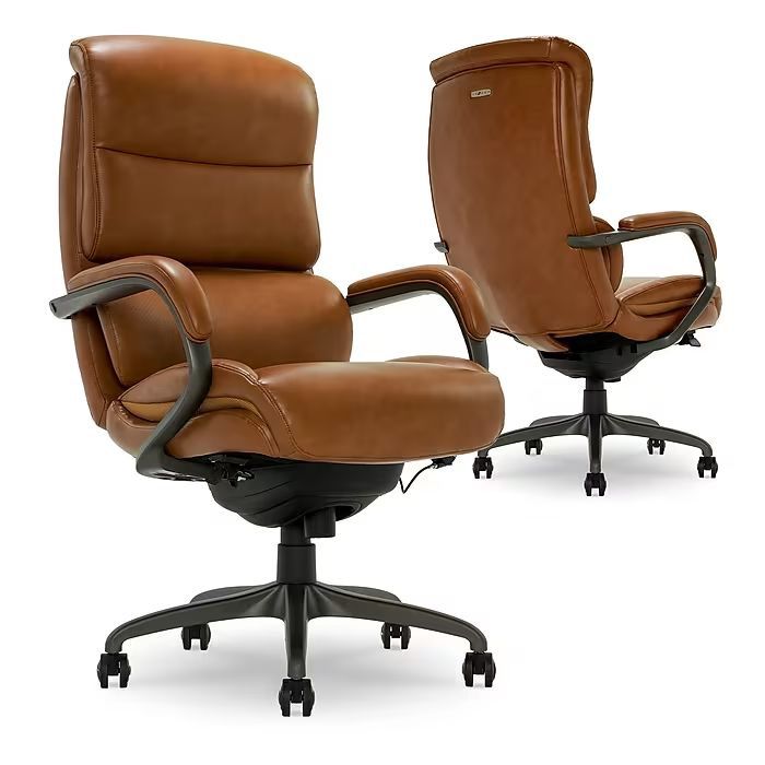 La-Z-Boy Aberdeen Ergonomic Bonded Leather Swivel Desk Chair, Camel