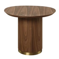 Willene Round Side Table | Wooden Top & Gold Pedestal Base | 21" Dia x 18" H