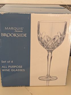 BEAUTIFUL MARQUIS BROOKSIDE ALL PURPOSE WINE GLASSES SET OF 4 NEW!