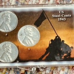 Vintage Set coin USA. 1 cent 1943 P, D, S. 