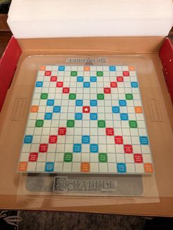Hasbro Scrabble Glass Series Tempered Glass Rotating Board Game Set 2-4 8+