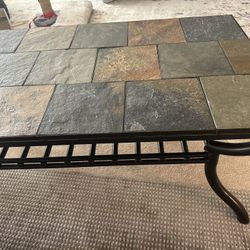 Slates With  Cast Iron Base Coffee Table And 2 End Stands (make Offer)
