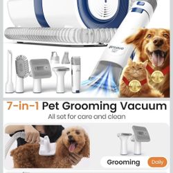 oneisall Dog Grooming Vacuum, Pet Grooming Vacuum with Clipper Nail Grinder, 1.5L Dust Cup Dog deshedding Brush with 7 Tools for Shedding Pet Hair, Ho