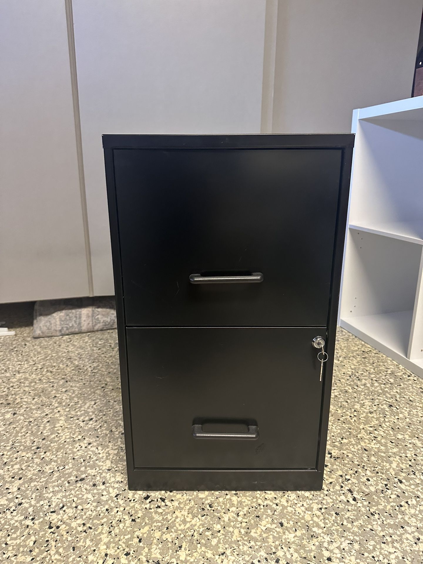 Two Drawer Black Metal Filing Cabinet