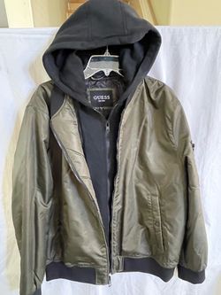 Guess Men’s Bomber Jacket with Removable Hooded