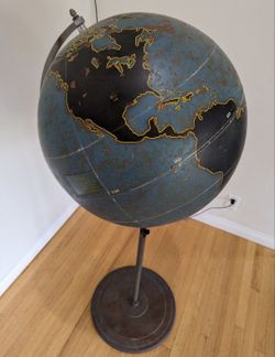 Denoyer Geppert Ww2 Chalk Globe With Tall Stand