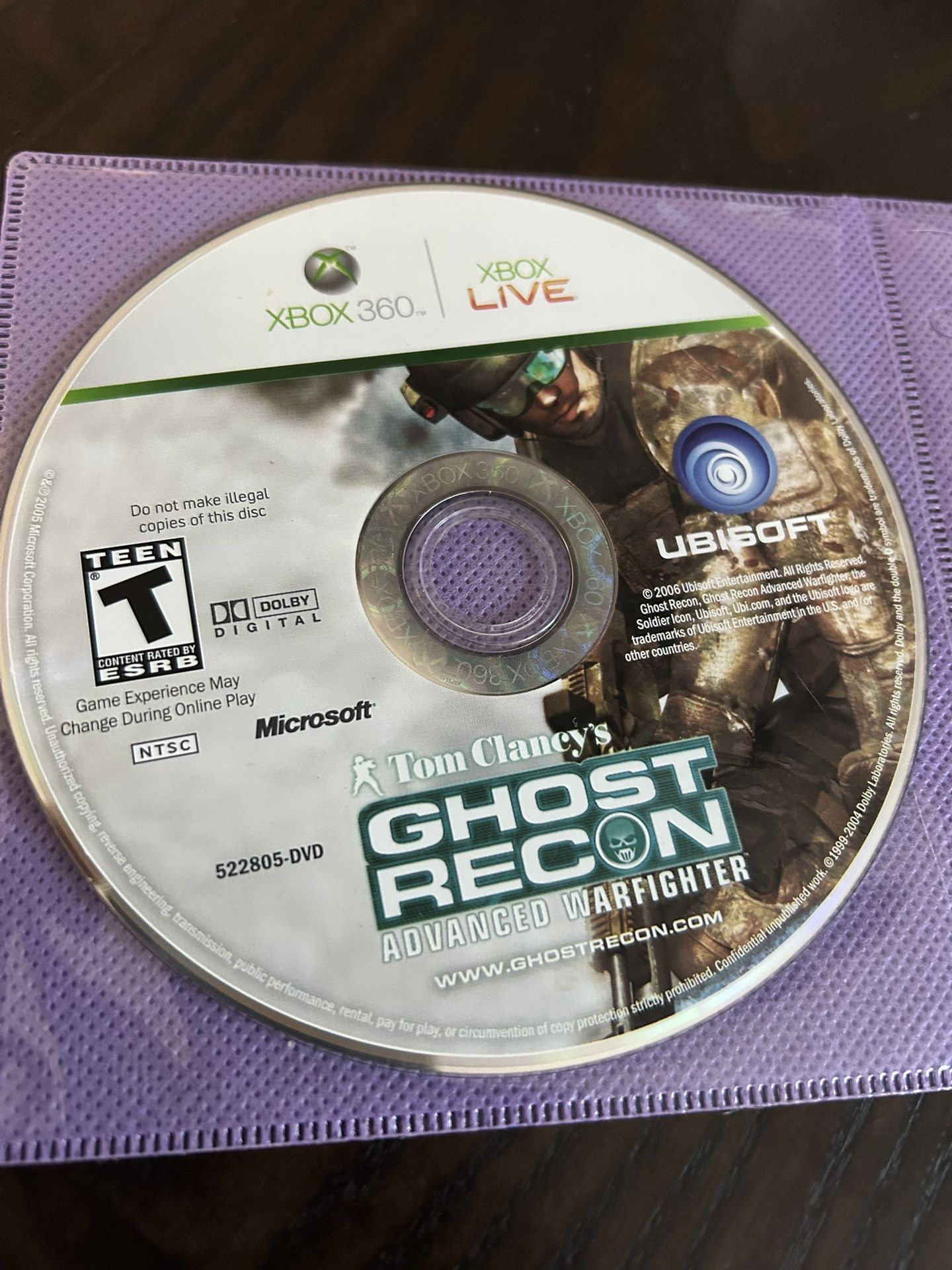 Tom Clancy Ghost Recon Microsoft Xbox 360 Video Game No