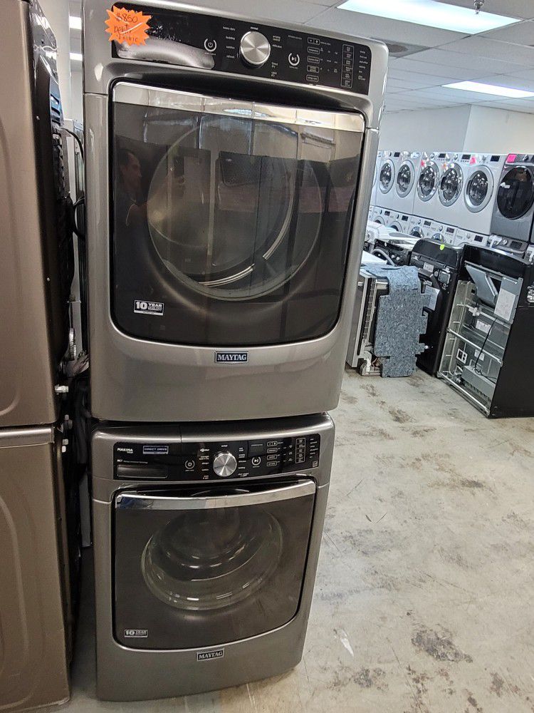 Maytag Front Loading Washer And Stackable Electric 220volt Dryer Set 