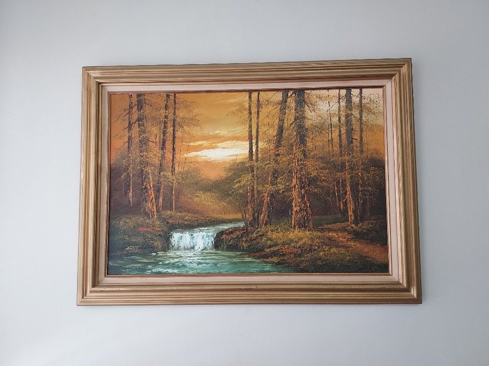 Oil Painting Signed And Framed Scene Of Woods