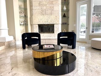 Round Black and Gold Coffee Table
