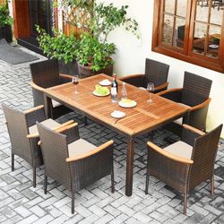 Costway 7PCS Patio Rattan  Dining Set
