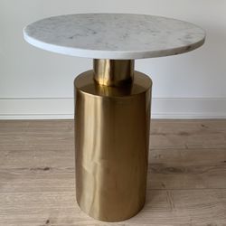 White Genuine Marble Side Table