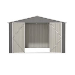 10x8 FT Outdoor Tool Unit: Grey Metal, Lockable, for Garden Use