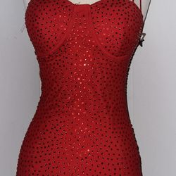 New Red Bedazzled Dress- Size Small 