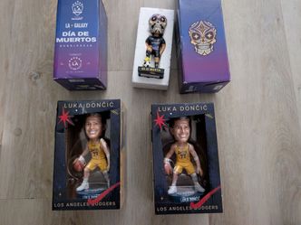 2-Los Angeles dodgers LUKA bobbleheads & 2-LA GALAXY BOBBLEHEADS (( SOLD AS A BUNDLE))