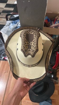 Western Cowboy Hat with Embroidered Leather Trim