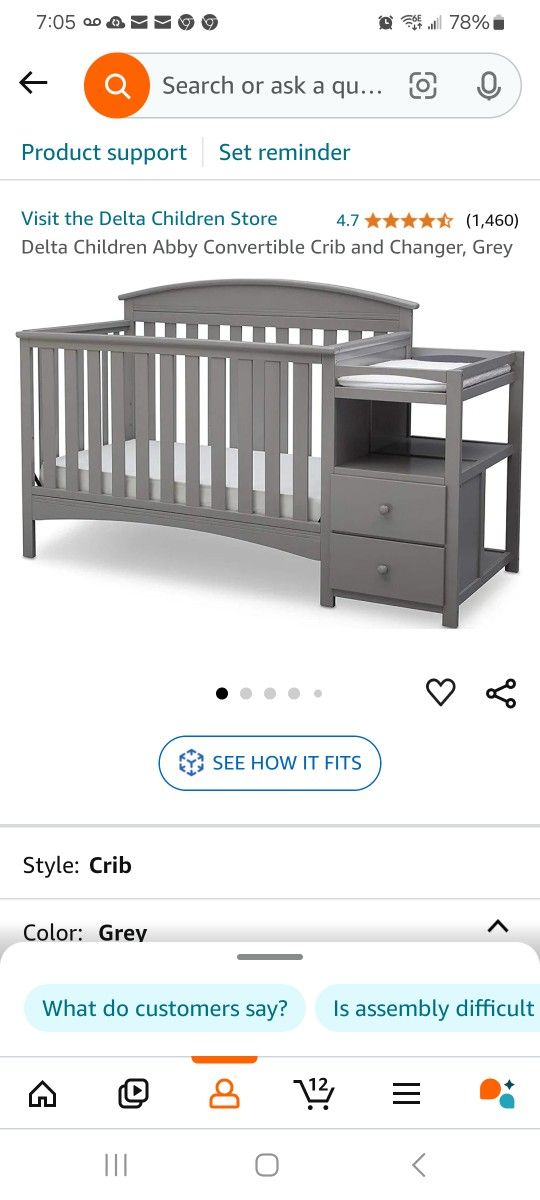 Crib with changing table
