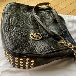 Michael Kors Shelley Studded Black Large Leather Satchel