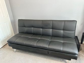 Black Faux Leather Futon Sofa Bed