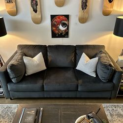 Ashly Furniture Dark Blue Velvet Couch - Like New