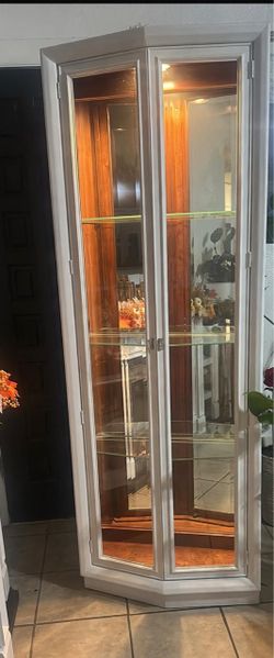 Glass and wood curio
