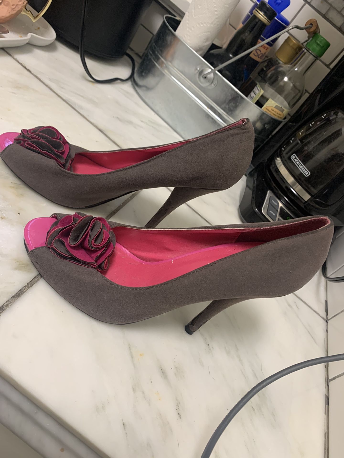 Heels Grey And Pink Size 7 Or Size 37 
