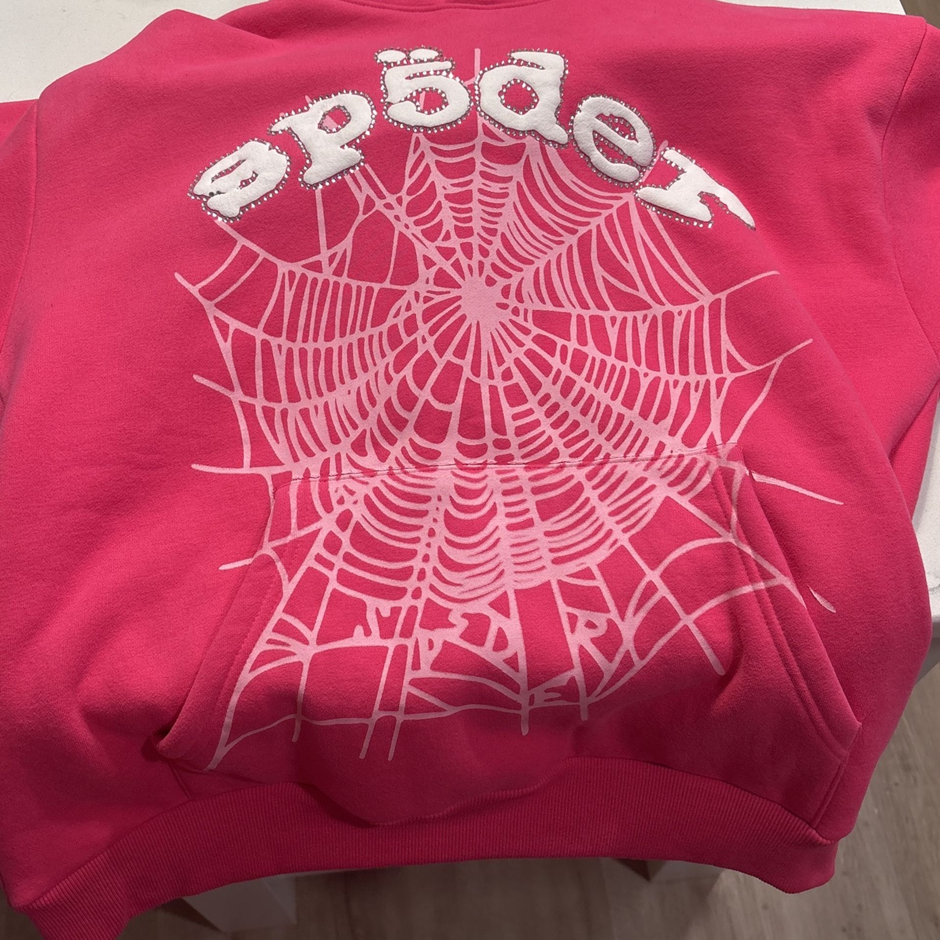 Sp5der Legacy Hoodie 'Pink/White' Size Medium