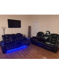 LED Lights Reclining Seats Set Of 2