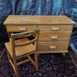 Vintage Brandt Ranch Oak Desk and Chair