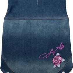NEW Dolly Parton Blue Denim Embroidered Jacket for Dogs - Size Medium  