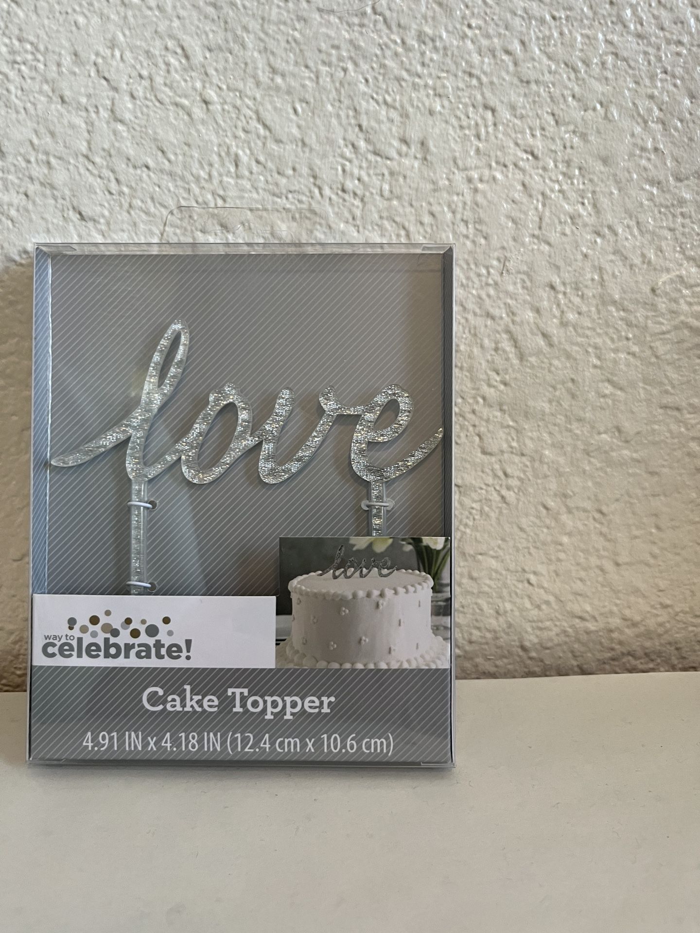 Silver Sparkle “Love” Cake Topper