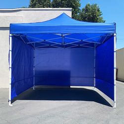 $129 (Brand New) Heavy duty white 10x10 ft canopy with 3 sidewalls ez popup outdoor gazebo, carry bag