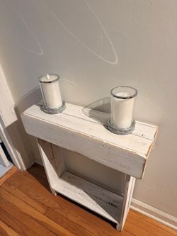 White Rustic Entryway Table with Candles