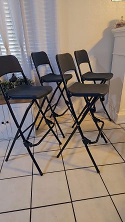 Set of 4 Black Folding Bar Stools