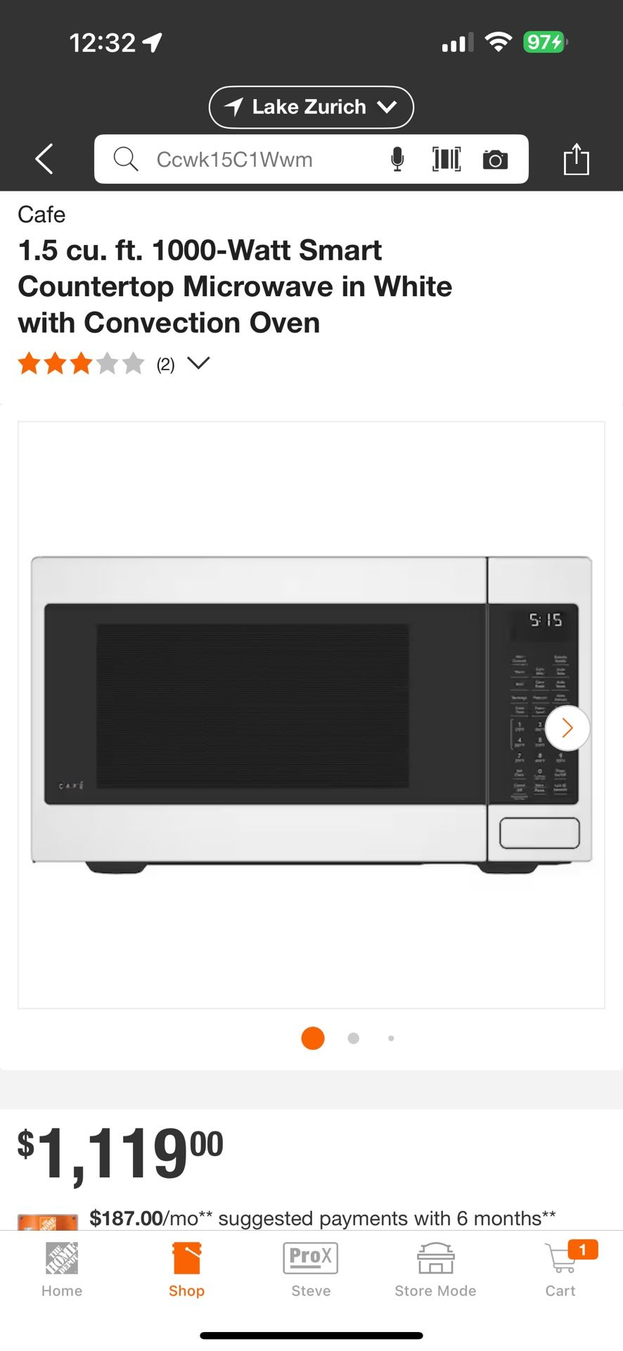 GE Cafe Microwave Oven