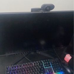 Gaming, Monitor, Airpods, Keyboard, And Mouse