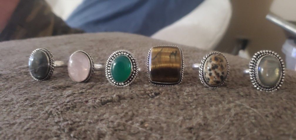 .925 Silver Real Stone Rings $30 Each