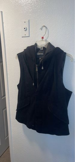 Guess Black Hooded Zip-Up Vest