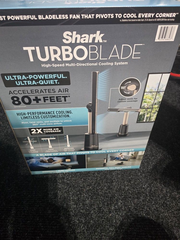 Brand New - Shark TurboBlade Ultra-Powerful Bladeless Tower Fan - TF202S