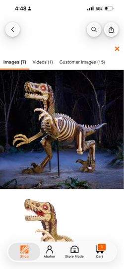 Halloween 8 FT Long Grave & Bones Giant-Sized Animated LED Zombie Velociraptor