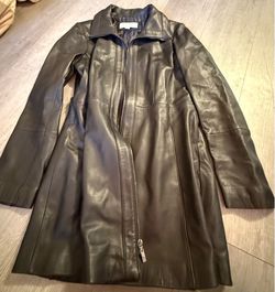 Anne Klein Black Leather Zipper Jacket Womens Size M