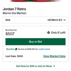 Jordan 7 Marvin The Martian Size 8.5